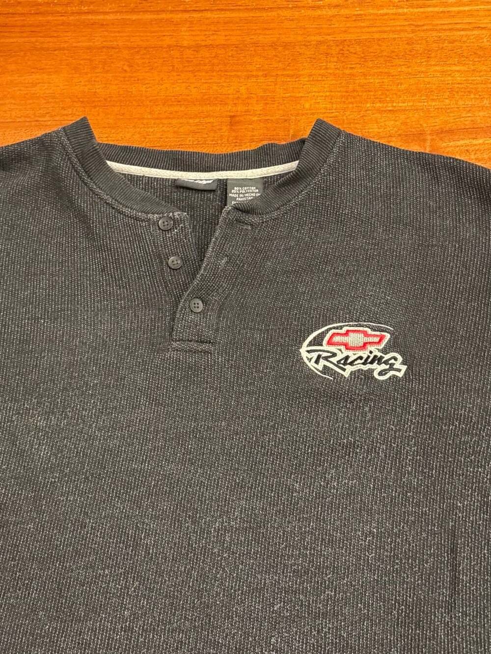 Vintage Pro Edge Chevrolet Racing Embroidered Waffle Knit Henley Long Sleeve XL - Picture 2 of 7